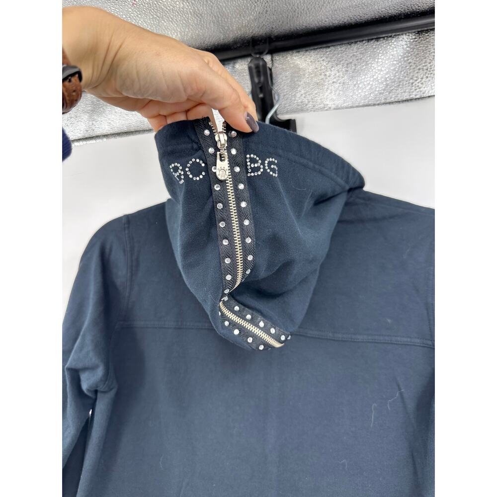Y2K BCBGmaxazria Women’s L Full Zip Hoodie Jacket Blinds Rhinestone Black - Picture 8 of 13